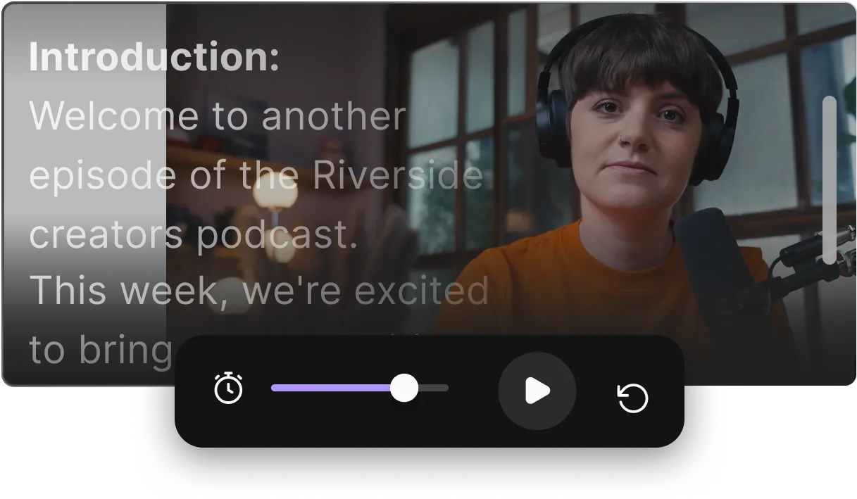 Podcast host wearing headphones and orange shirt speaking into a microphone with podcast introduction text overlay.